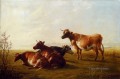 Vacas en una pradera animales de granja ganado Thomas Sidney Cooper